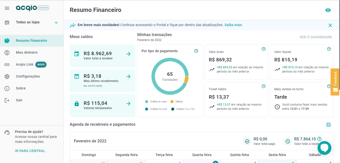 Portal Acqio Lojistas