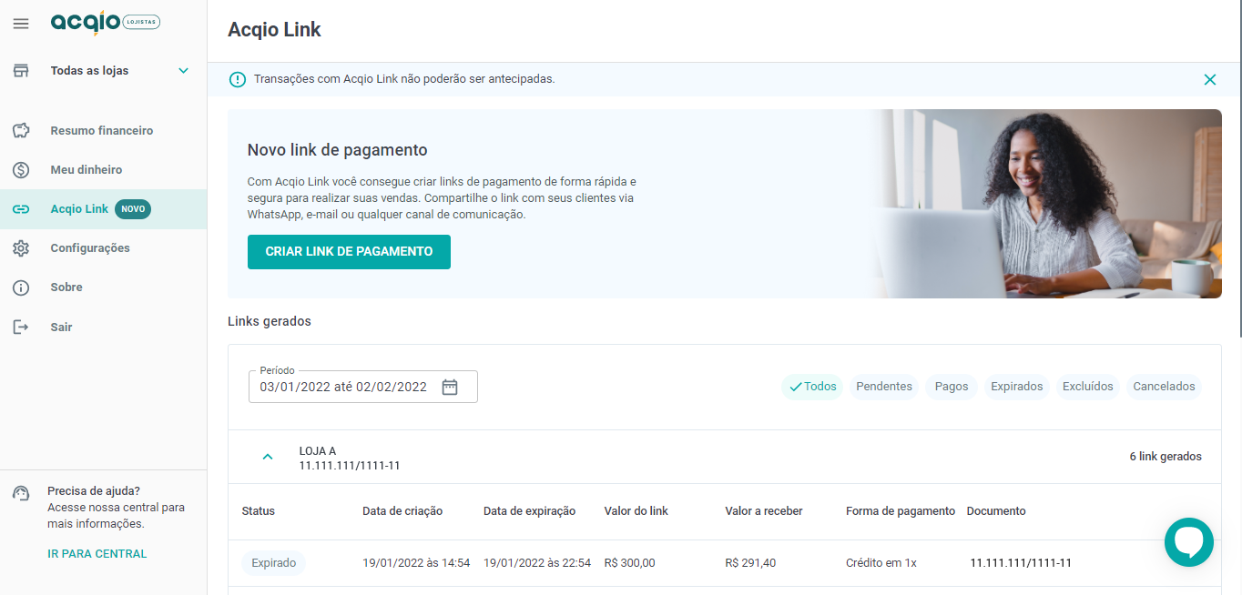 Portal Acqio Lojistas